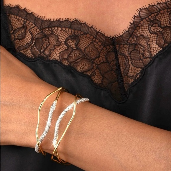 SOLD - ALEXIS BITTAR Solanales Crystal Gold Cuff - Picture 2 of 15